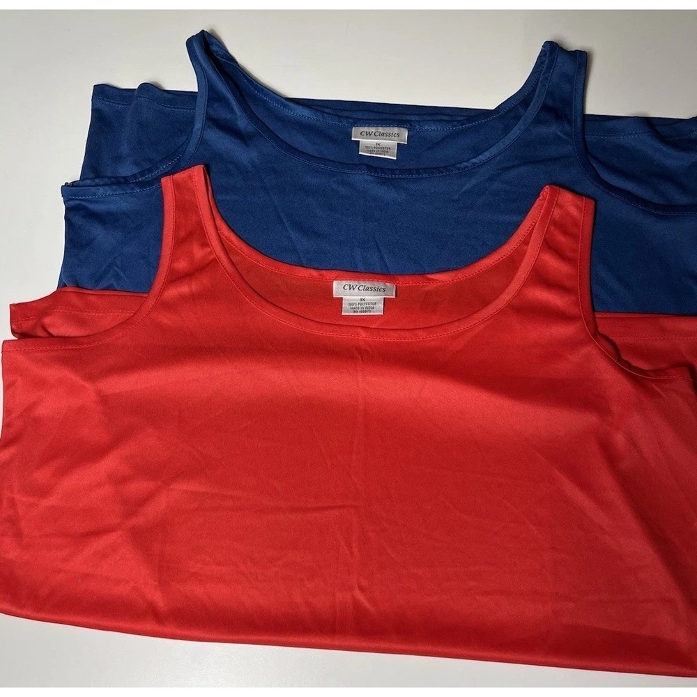 CW Classics Women's Plus‎ 1X Essential Tank Top Red & Blue Bundle NWOT